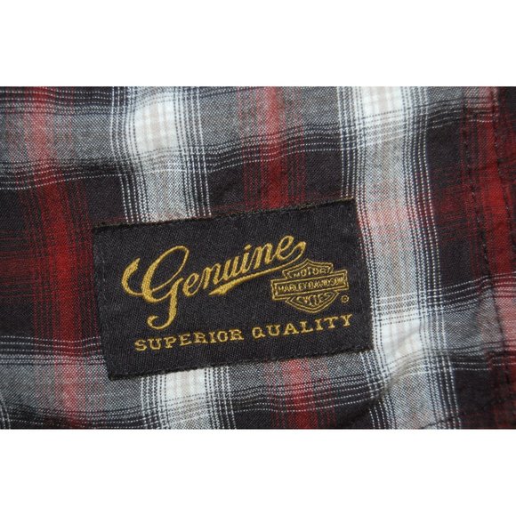 Harley-Davidson Motorcycles Short Sleeve Plaid Button Up Work Shirt Large #1HD - Picture 5 of 8